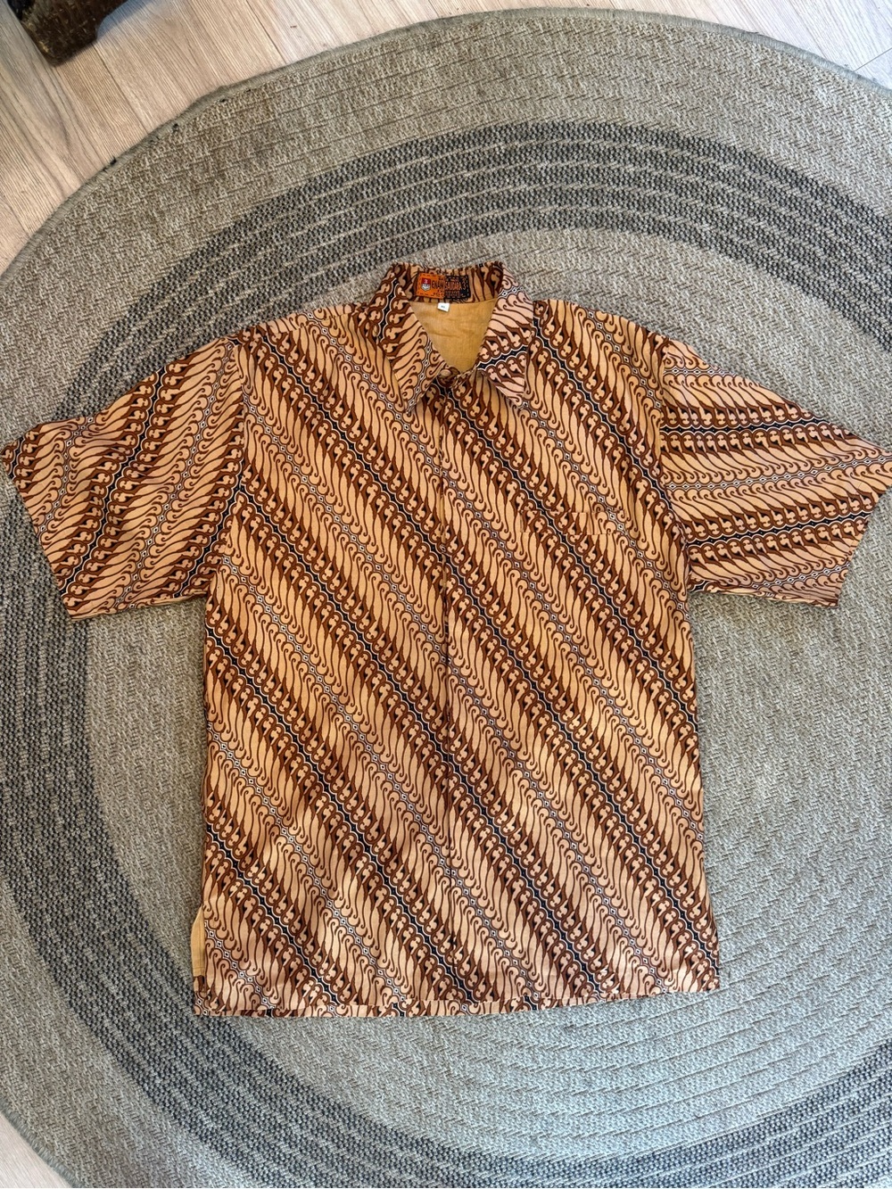 Vintage Enam Saudara Indonesian Batik Shirt Parang Javanese Cotton brown Medium - Picture 3 of 13